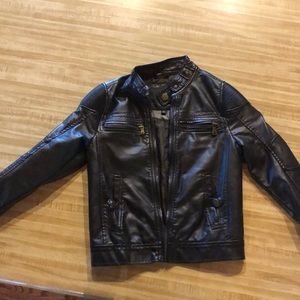 Boys leather Jacket Brown Faux Leather